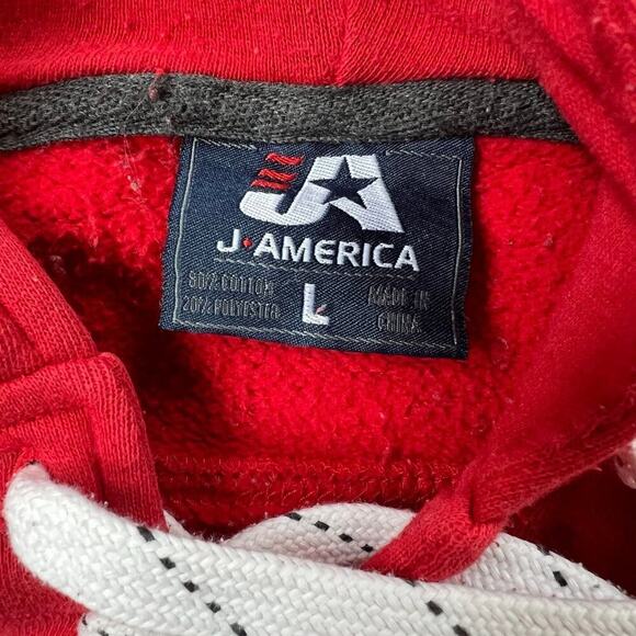 J America Sweatshirt Men's size L, Red hoodie sweatshirt - Picture 3 of 6
